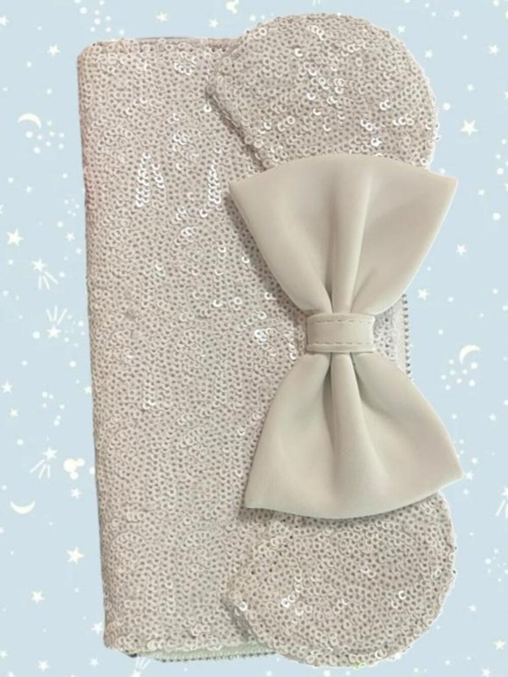 NWT Disney Loungefly white sequin wallet with bow detail